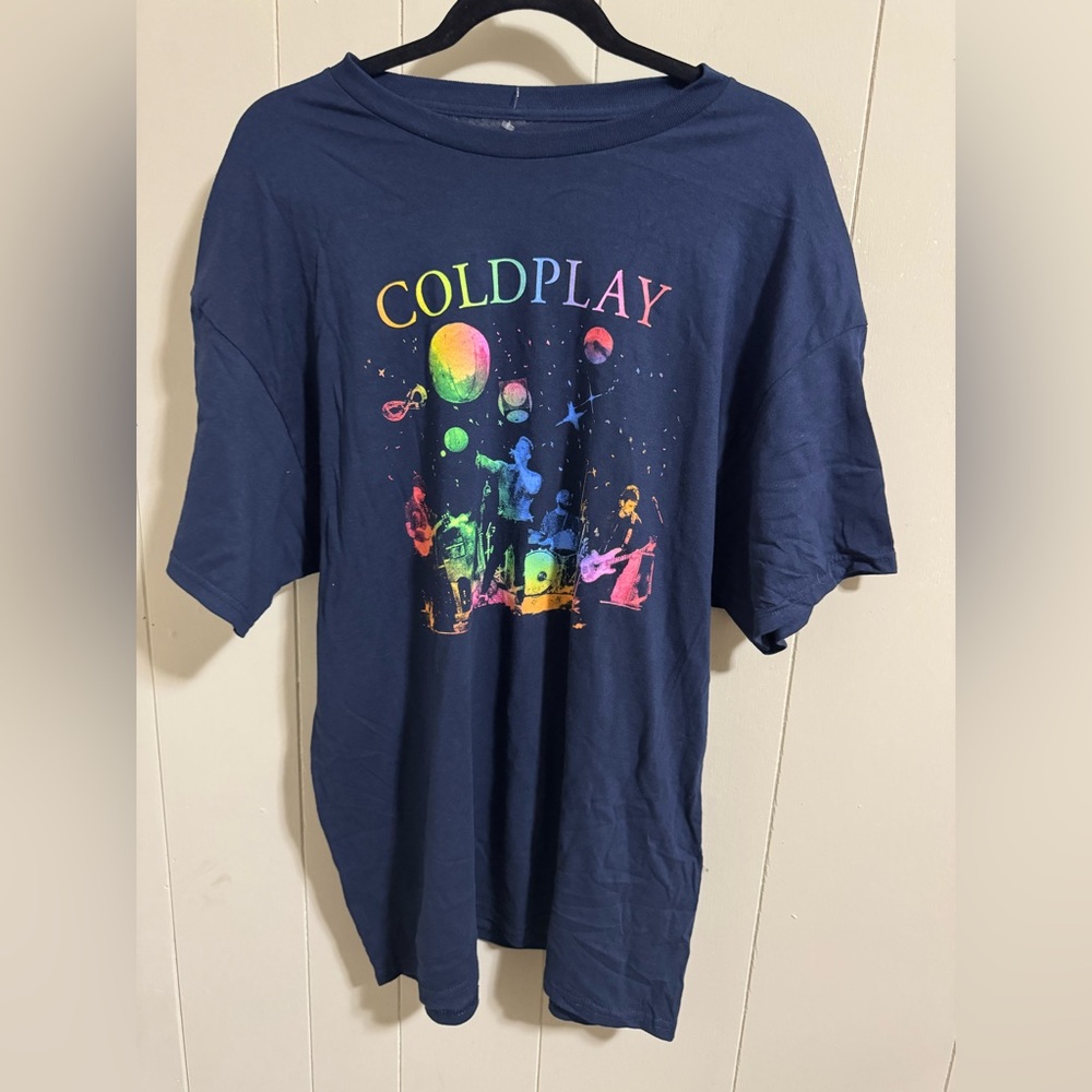 Coldplay band cotton music of the spheres Graphic concert T-Shirt - Blue XL